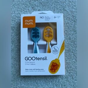 NumNum Baby Silicone Spoons Set for 6+ Months, BPA-Free, 2 Pack Blue/Orange